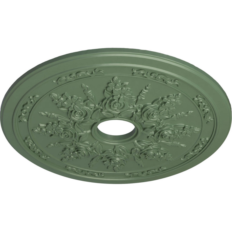 Médaillon de plafond Endurathane Quentin, l 23 1/2 po x H 12 1/4 po x P 1 1/2 po, apprêté en usine, Vert athénien