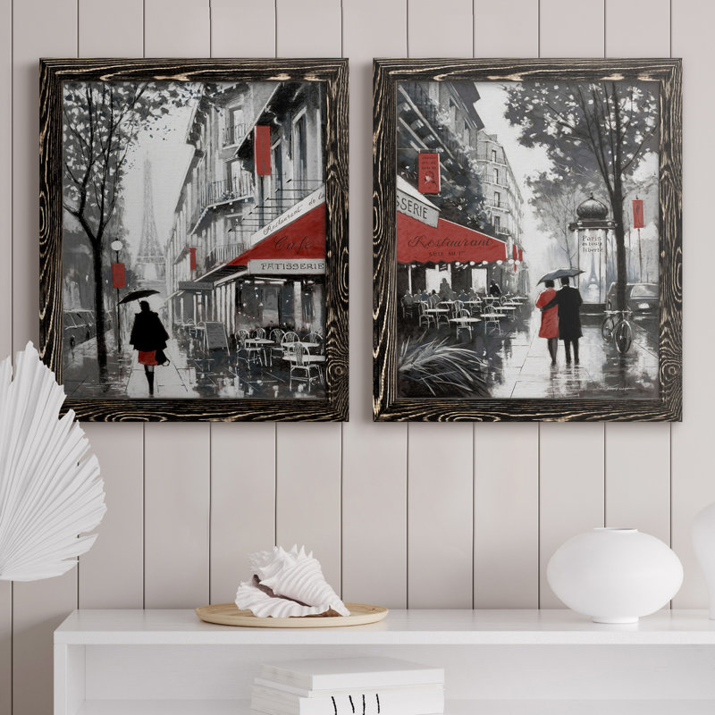 «Rainy Paris I», ensemble de 2 reproductions d'art, H 24 po x l 36 po x P 1,5 po, H 31,5 po x l 47 po x P 1,5 po