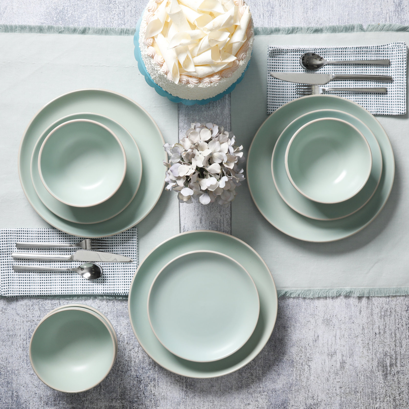Rockaway Stoneware Dinnerware Set, Teal
