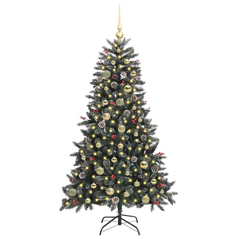 Artificial Christmas Tree with Stand Green, 4.92' H, Gold