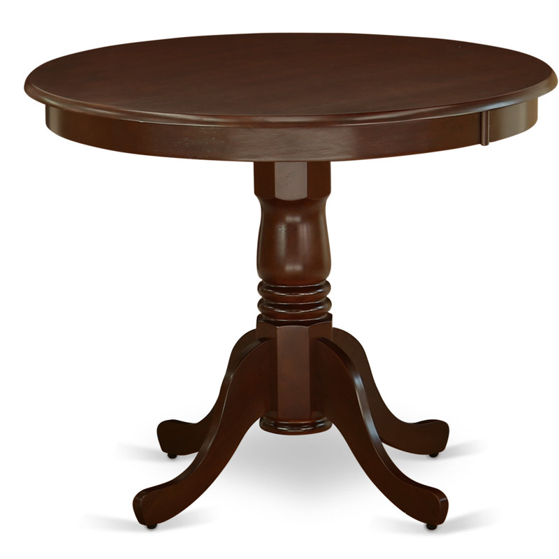 3 Piece Dining Set Contains a Round Dining Room Table with Pedestal and 2 Wood Seat Chairs, Mahogany, Mahogany