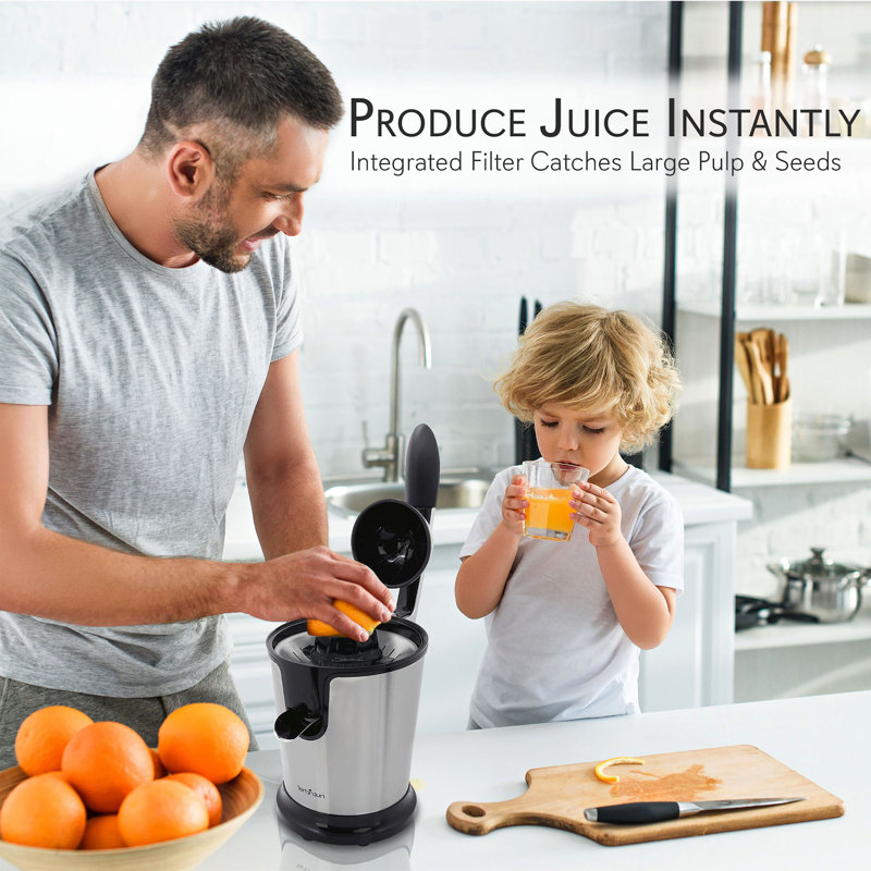Stainless Steel Electric Citrus Juicer with Manual Press Handle