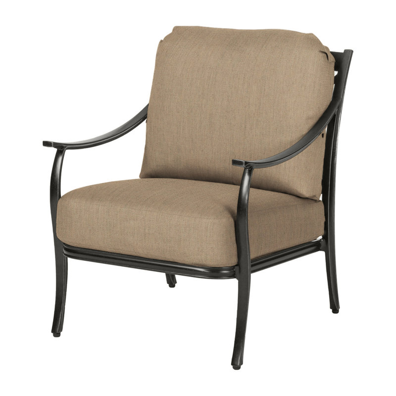 Edge Lounge Chair with Sunbrella Cushions, Midnight Gold, Canvas Heather Beige Sunbrella® Canvas