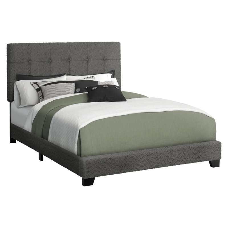 Lit, double, chambre à coucher, tapissier, cadre seulement, transitionnel, Lit double, Dark Grey