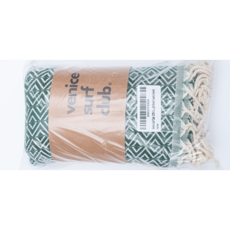 Jamond Turkish Cotton Jacquard Beach Towel, Green