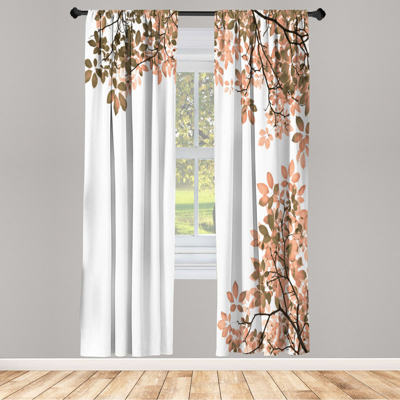 Semi Sheer Curtain Pair, 28" W x 63" L, Peach White