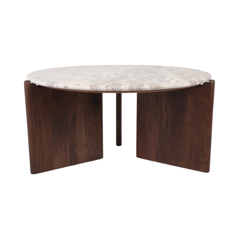 Sagebrook Home 39" Somerset Marble And Wood Coffee Table, Multi