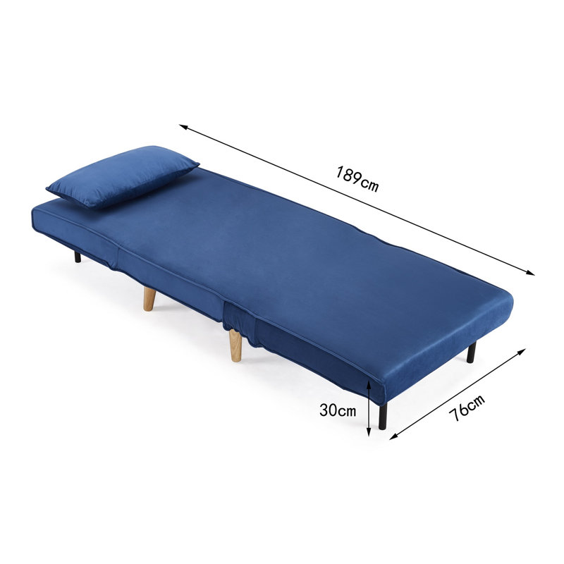 Griswalda 1 Seater Velvet Reclining Futon, Blue Velvet
