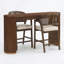Ensemble de table de salle à manger à hauteur de comptoir 2 personnes Darise avec tabourets rembourrés et dossier en rotin-128923412-128923414
