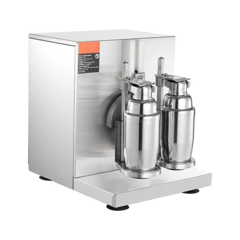 Commercial Double Head Milkshake Maker Machine - Stainless Steel Automatic Cocktail Shaker with Adjustable Timer & 2 Cups
