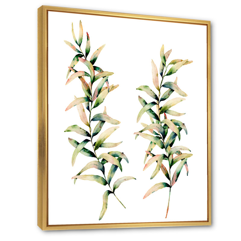 Branches d'automne - Peinture sur toile, H 20 po x l 12 po x P 1po, Cadre flottant doré