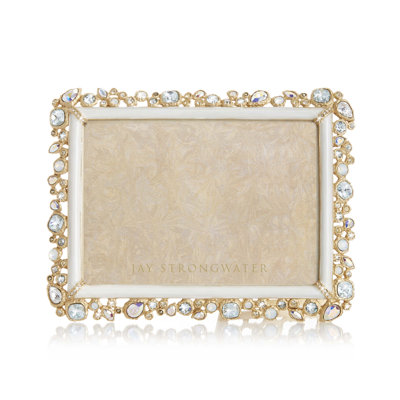 Matte Metal/Crystal Single Picture Frame in Gold/White