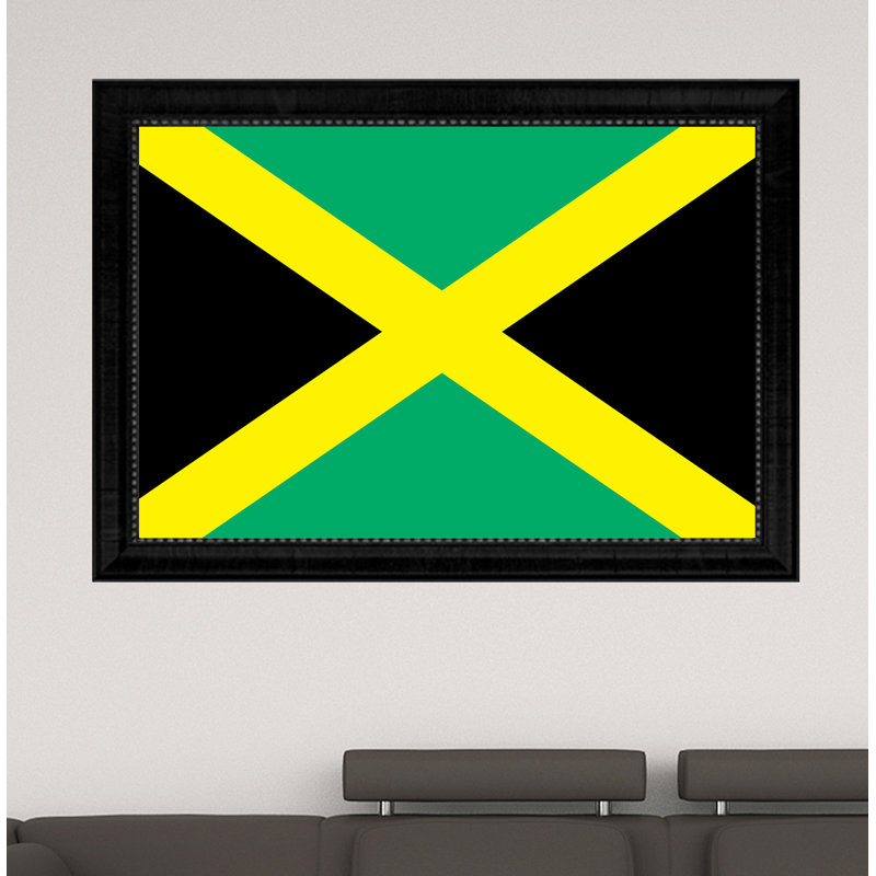 Impression sur toile encadrée « jamaica country flag », H 27 po x l 39 po x P 1 po, Encadrement noir