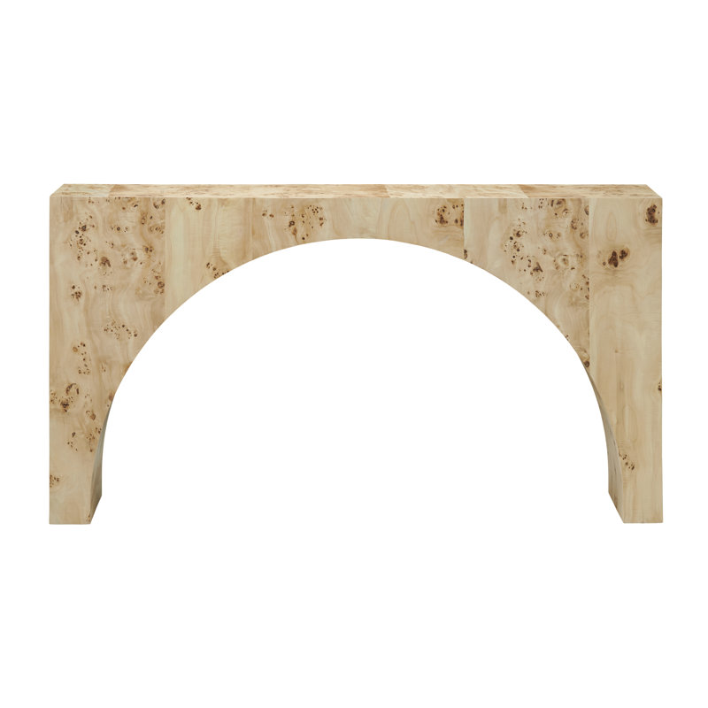 60" Tan And Cream Mappa Burl Console_Sofa Table