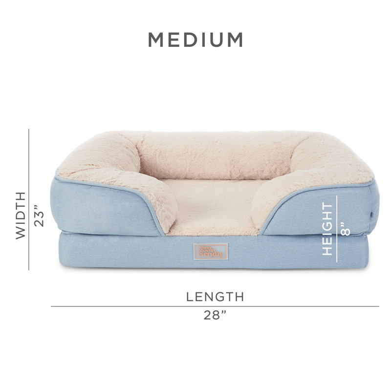 Large Blue Bolster Sofa Pet Bed with Soft Interior