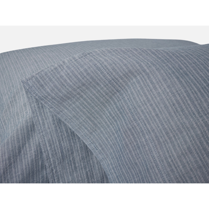Crinkled Pillow Case, Standard/Queen Pillowcase, Hazel Chambray
