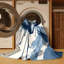 Tapis éclectique beige lavable à la machine Roslindale - Reliure bleu ciel-387487427