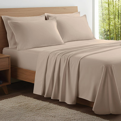 100% Organic Viscose From Bamboo Sheets Set, 300 Thread Count, 4-pc Set, Luxury Cooling Sheets, Deep Pockets - Gift-Ready Packaging, King Size (Iced Latte)