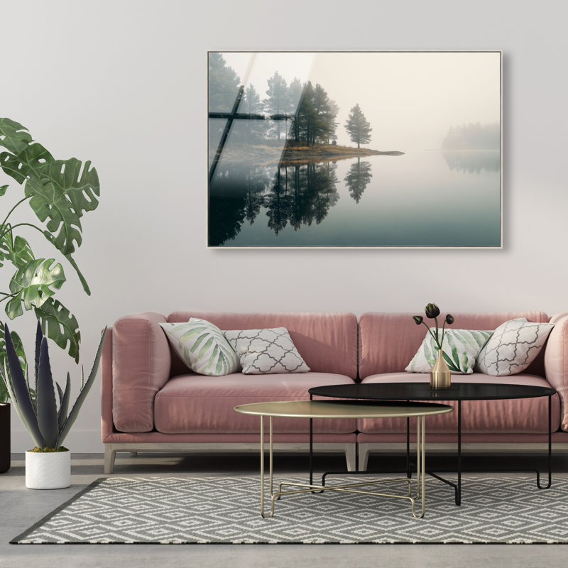 Morning Lake III High-Gloss Frameless Acrylic Glass Wall Art Landscape & Nature Print by Oliver Gal, Ready to Hang, 15 x 10