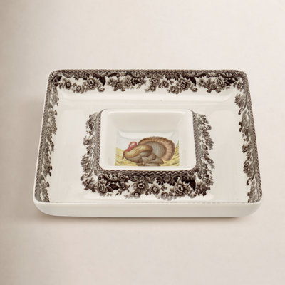 Spode Woodland Turkey Chips and Dip Platter