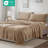 4 PCS Queen Micro Plush Sheet Set Taupe-117539056-117539059