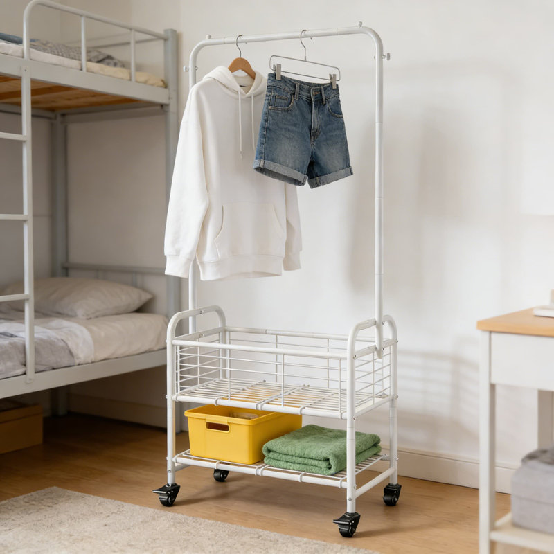 Rolling Laundry Hamper With Wheels, Hanging Rack, And Sorting Shelves - Multifunctional Laundry Sorter Cart For Home Organization