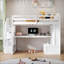 Lit mezzanine double avec bureau et tablettes-497006589