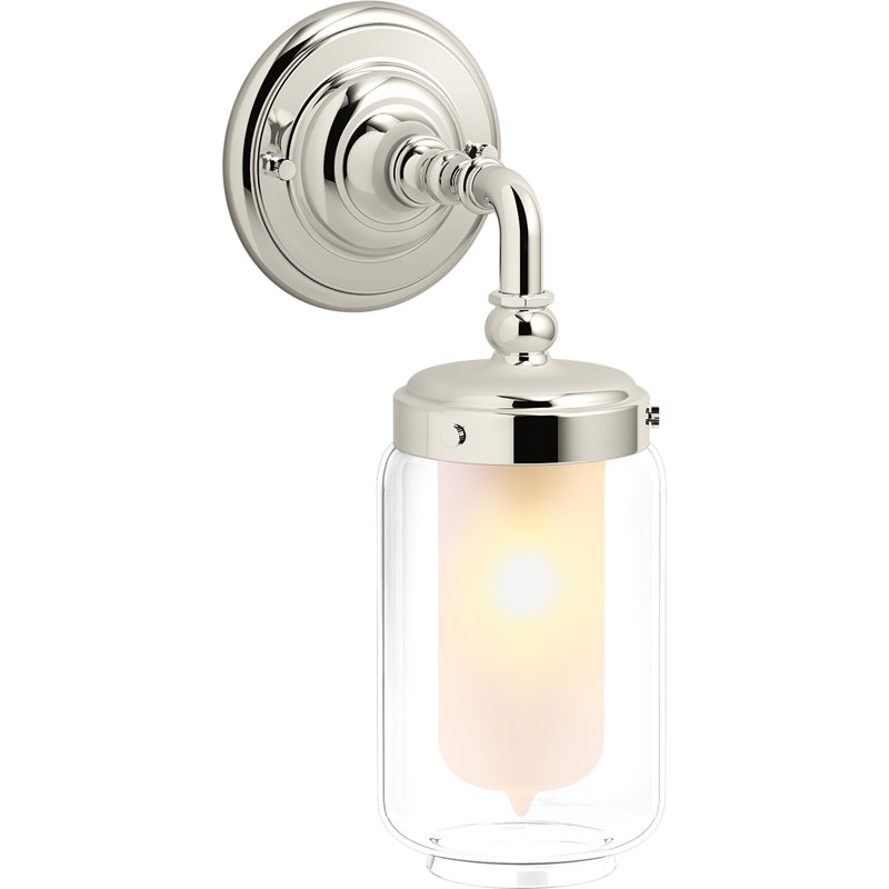 Artifacts 2 Light Indoor Bathroom Vanity Light Fixture, Vibrant Polished Nickel
