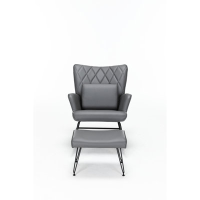 Ergonomic Rocking Chair With For Nursery Comfort - Grey Glider Extended Pu