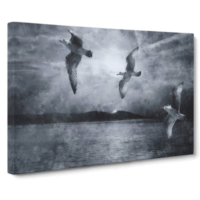 Three Seagulls - Wrapped Canvas