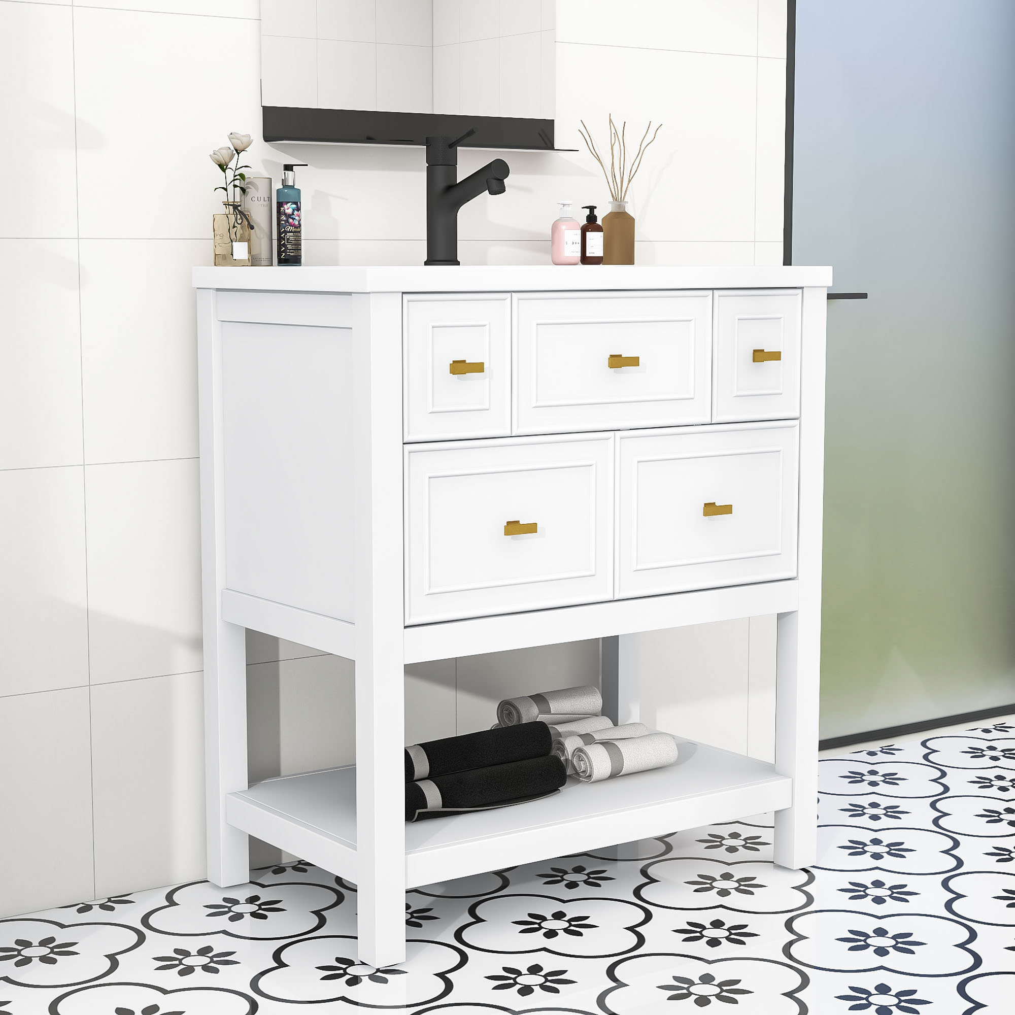 Wrought Studio Lurlie Modern Freestanding Single Bathroom Vanity with ...