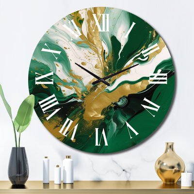 Horloge murale en métal Green and Gold