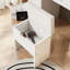 Meuble-lavabo de 41,4 po avec miroir et lumières, table de maquillage avec 5 tiroirs et 4 armoires, coiffeuse avec station de charge et tabouret de rangement rembourré pour la chambre à coucher