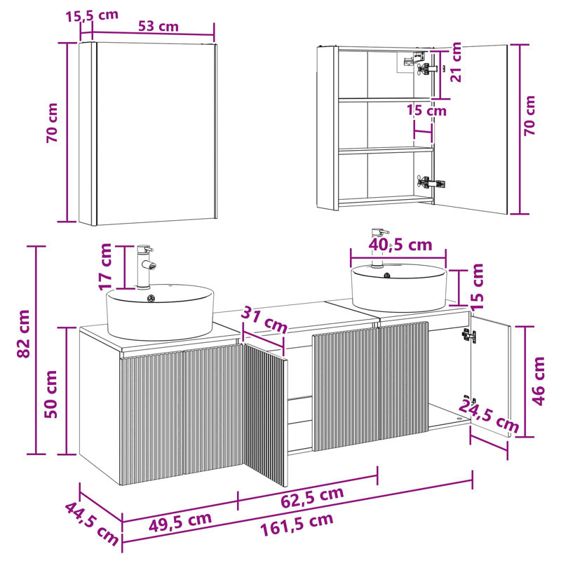 Vanity & Mirror Set, Grey Sonoma