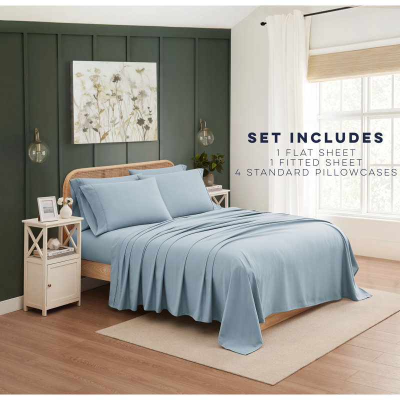 Light Blue Queen Size 6-Piece Microfiber Deep Pocket Sheet Set