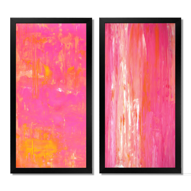 "Orange and Pink Colorfields", ensemble de 2 photographies sur toile, H 32 po x l 32 po x P 1 po, Cadre photo noir