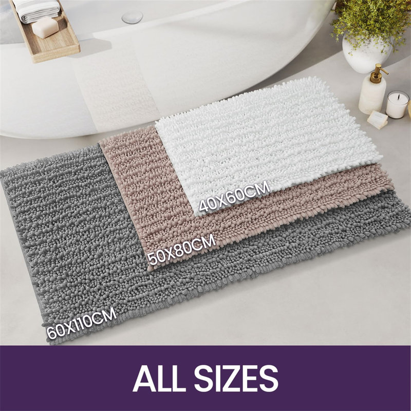 Ridhawn Chenille Non-Slip Bath Mat, Brown