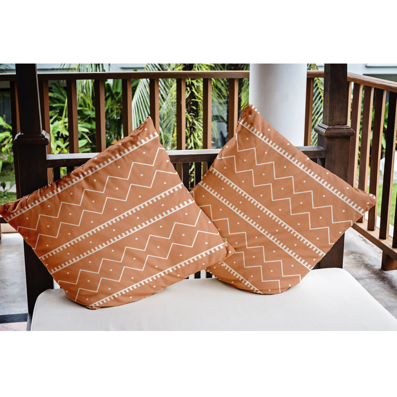 Chevron Outdoor Reversible Throw Pillow, Coral, 16" x 16"