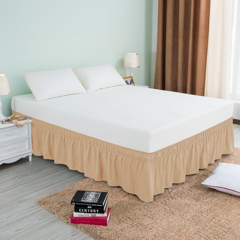 Pleated Wrap Around Bed Skirt, Twin, Sand