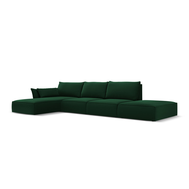 Alexsandro 5 Seater Corner Sofa , Left Hand Facing, Green