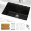 Évier de comptoir encastré 24 po en granite noir mat-133705536