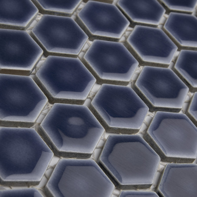 Hudson 1" Hex 11-7/8 " x 13-1/4 " Porcelain Mosaic Floor and Wall Tile, Denim Blue