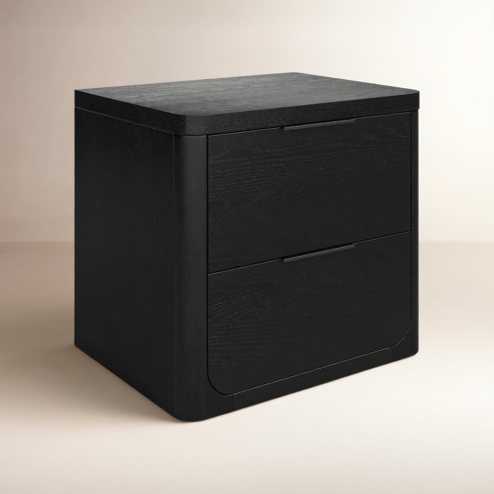 Altus 2 Drawer Wood Nightstand, Black