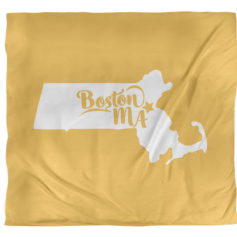 Ensemble de housse de couette boston massachusetts, Housse de couette pour très grand lit, Jaune, Polyester brossé
