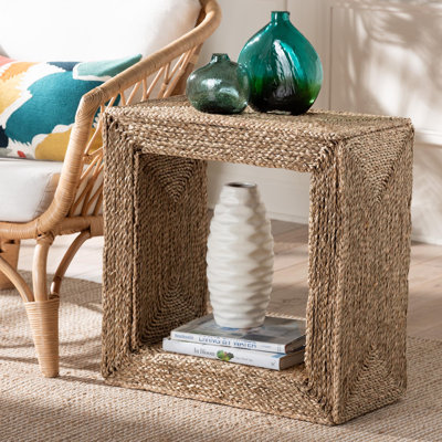 Aailyah Seagrass Floor Shelf End Table