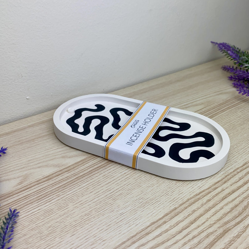 Black Swirls Incense Holders Dish