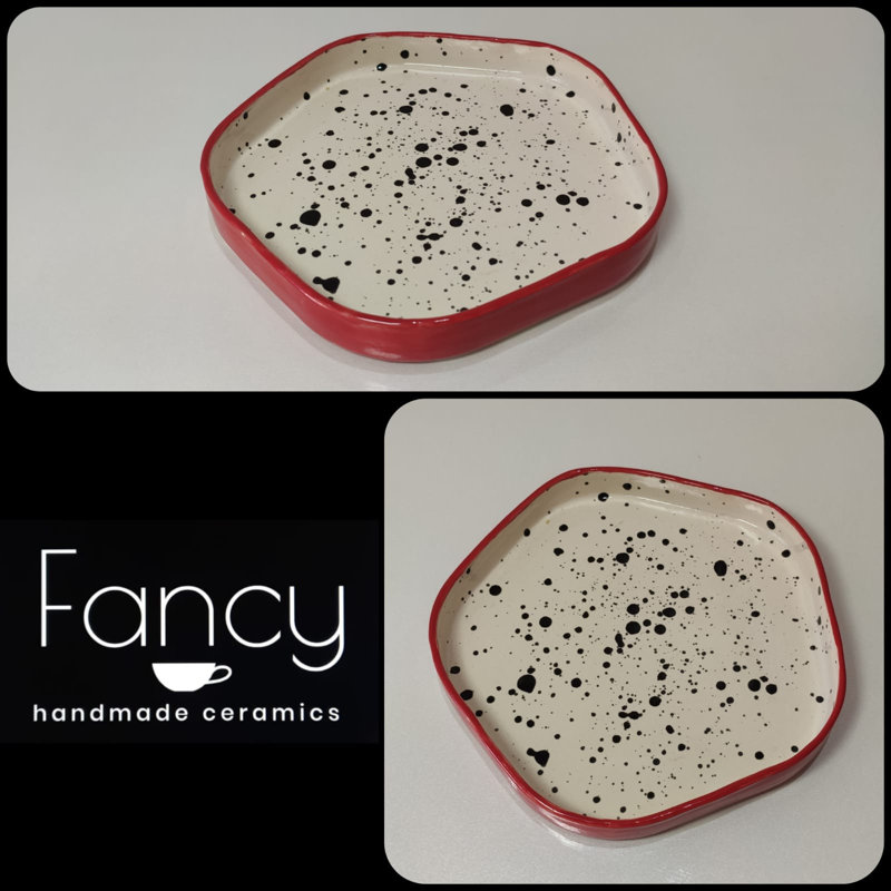 Assiette à pain et à beurre, Noir / blanc / rouge