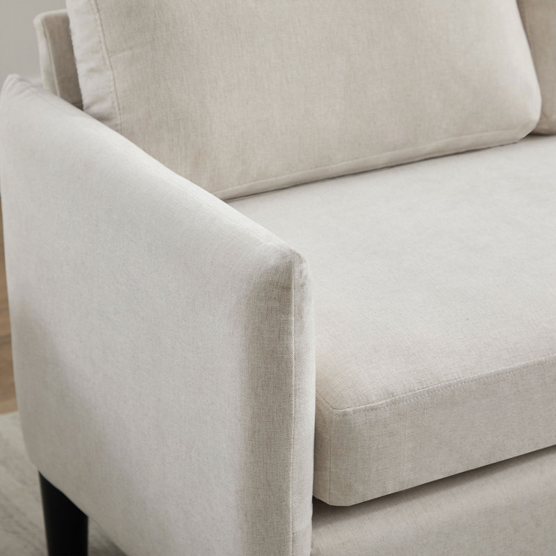 Canapé modulaire rembourré avec méridienne, Mélange de lin beige