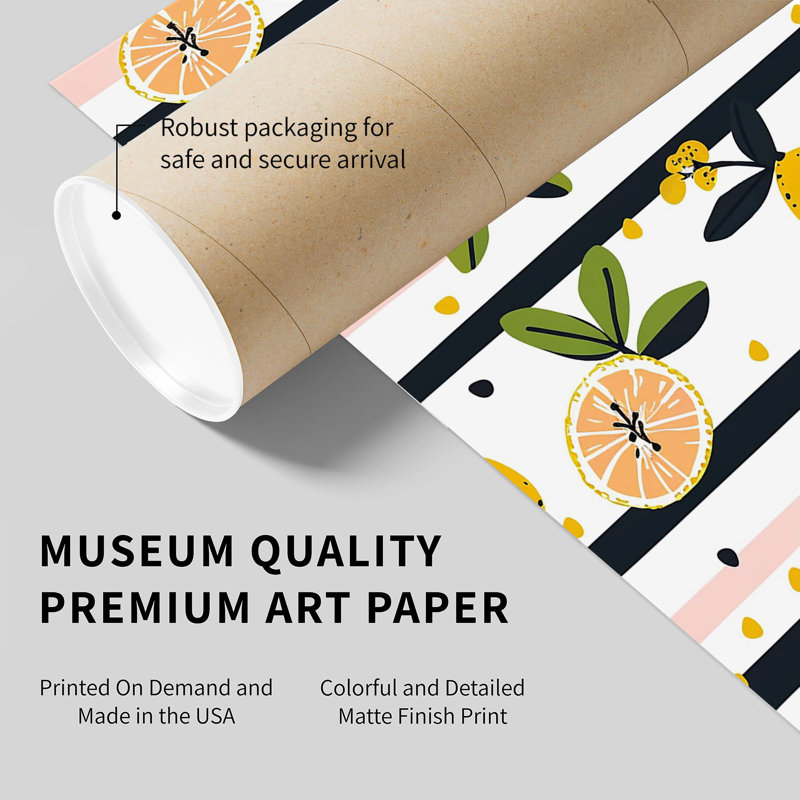 «Food and Kitchen Lemons & Stripes II», reproduction d'art moderne sans cadre, H 20 po x l 20 po