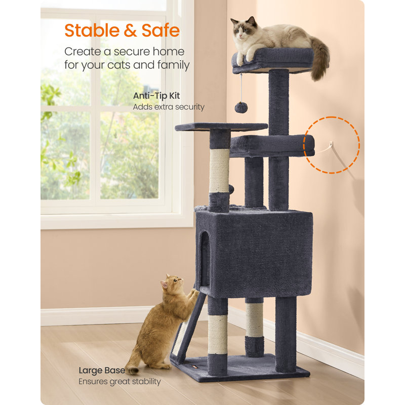 138cm H Cat Tree, Dark Grey